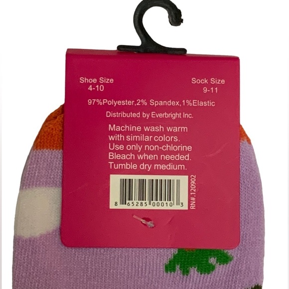 Everbright Easter Socks Women’s Bunny Crew Carrots 9-11 Purple Multicolor - Picture 7 of 14